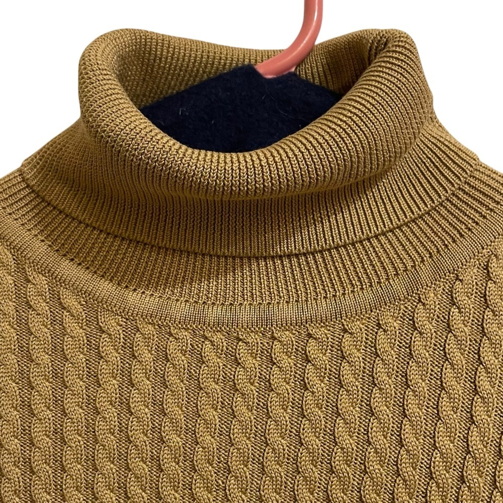 Barry Bricken Vintage Camel Cable Knit Turtle Neck Silk Size Medium - Picture 6 of 8